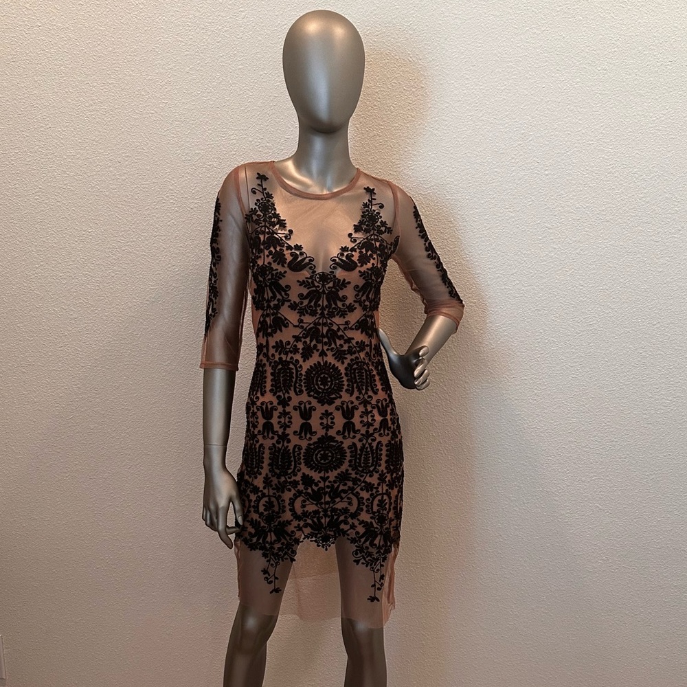 For Love of Lemons, sheer lotus mini dress - Picture 4 of 8